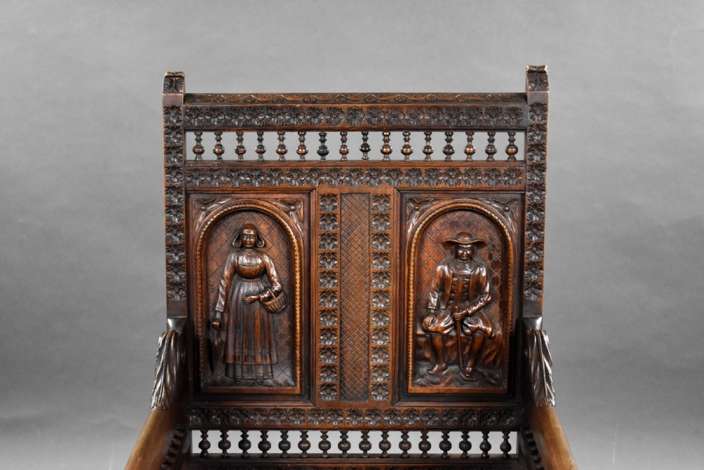 Set of 4 Carved Oak Chairs View XIV