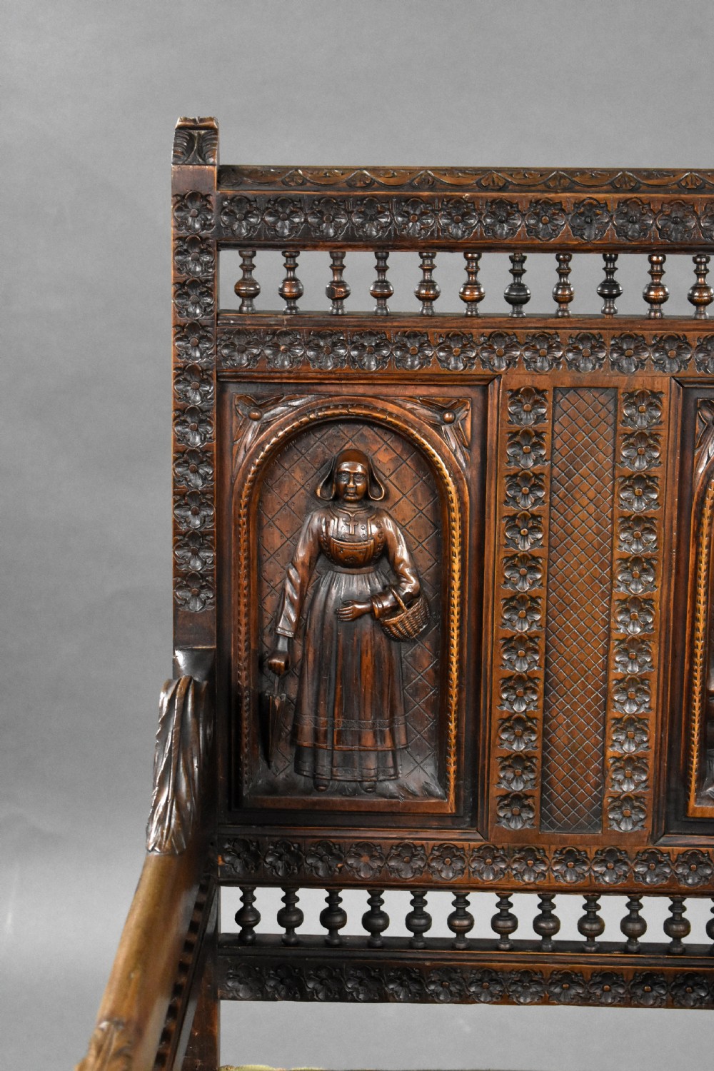 Set of 4 Carved Oak Chairs View XV