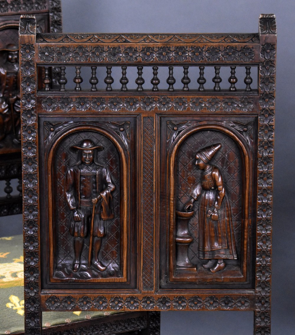 Set of 4 Carved Oak Chairs View XVII