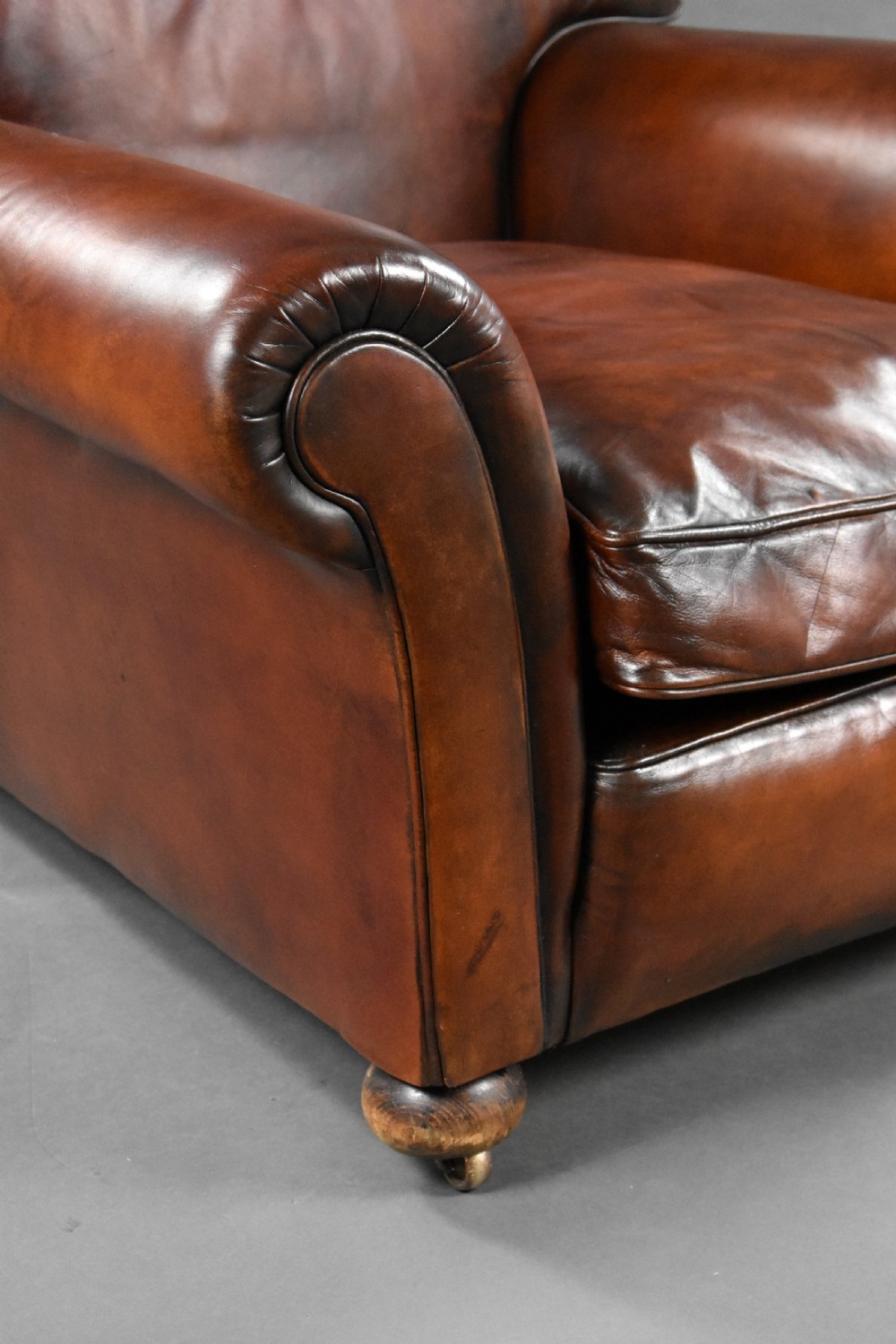 Pair of Antique Hand Dyed Leather Club Chairs View VI
