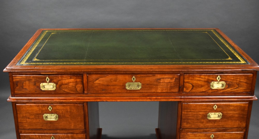 Victorian Teak Campaign Desk View V