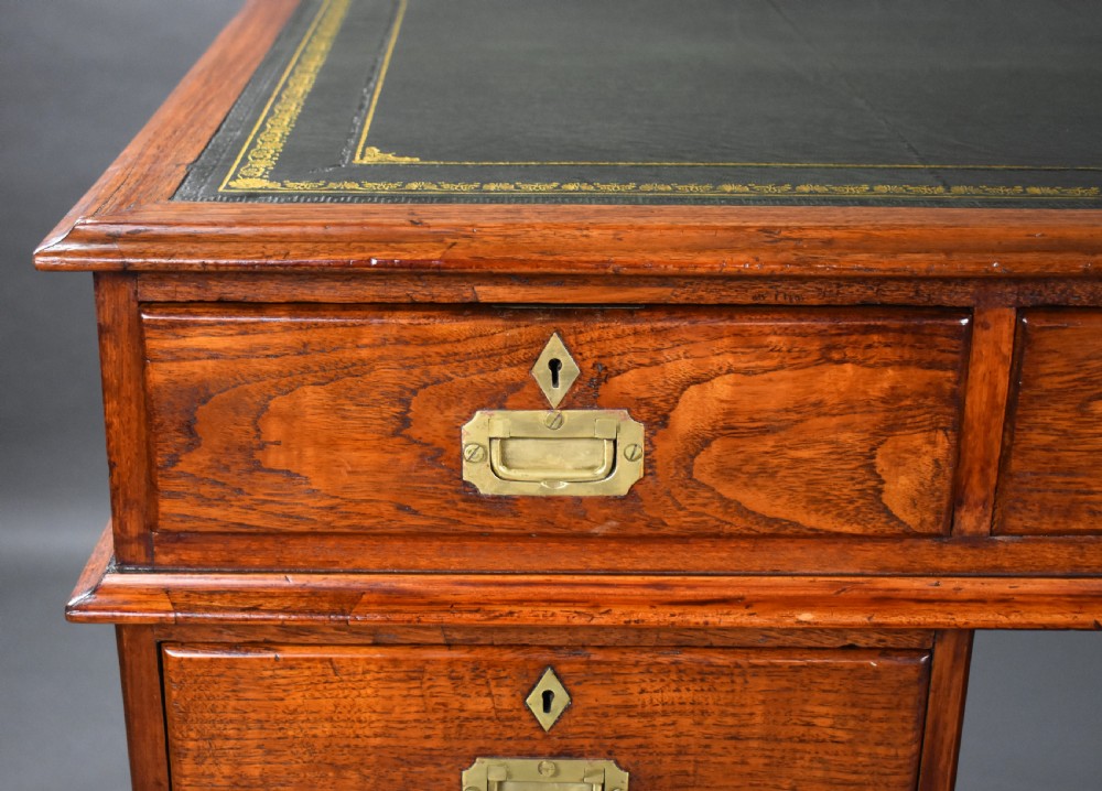 Victorian Teak Campaign Desk View IX