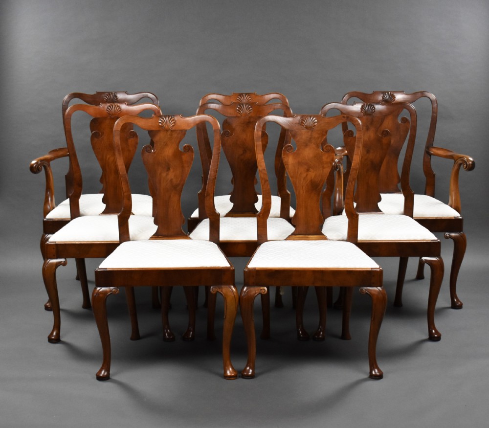 Antique Walnut Extending Dining Table & 8 Chairs View V
