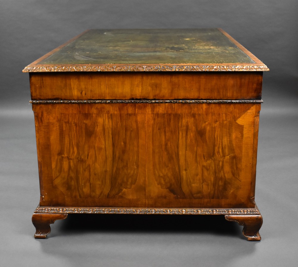 Antique Burr Walnut Partners Desk View II