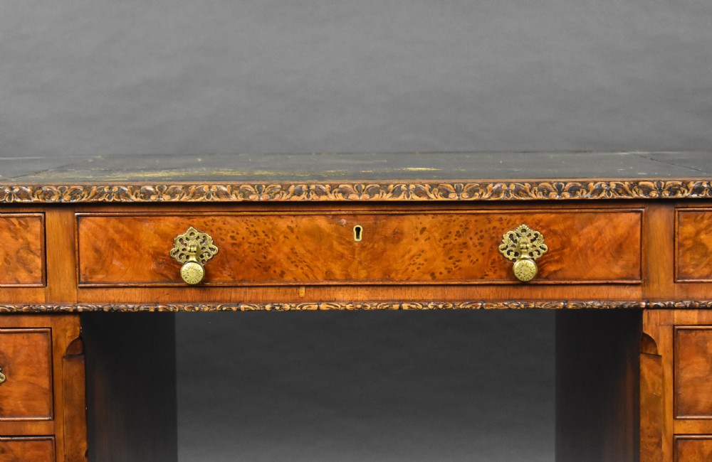 Antique Burr Walnut Partners Desk View VI