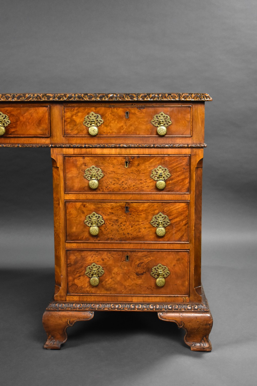 Antique Burr Walnut Partners Desk View VII