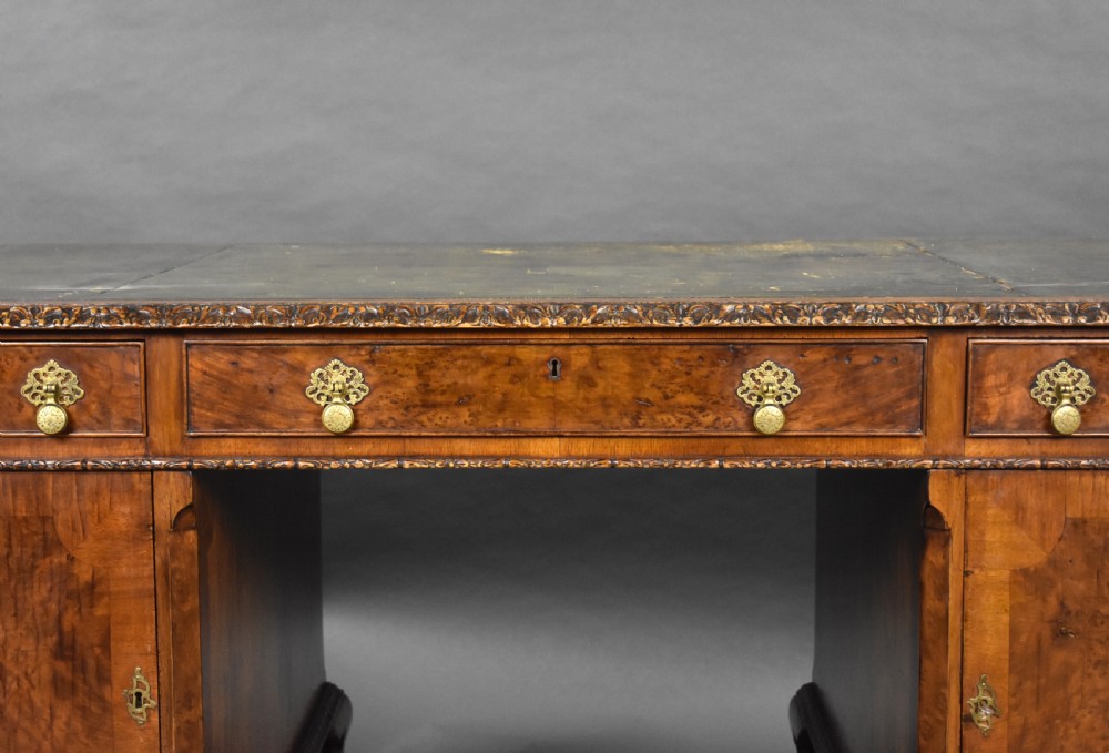 Antique Burr Walnut Partners Desk View IX