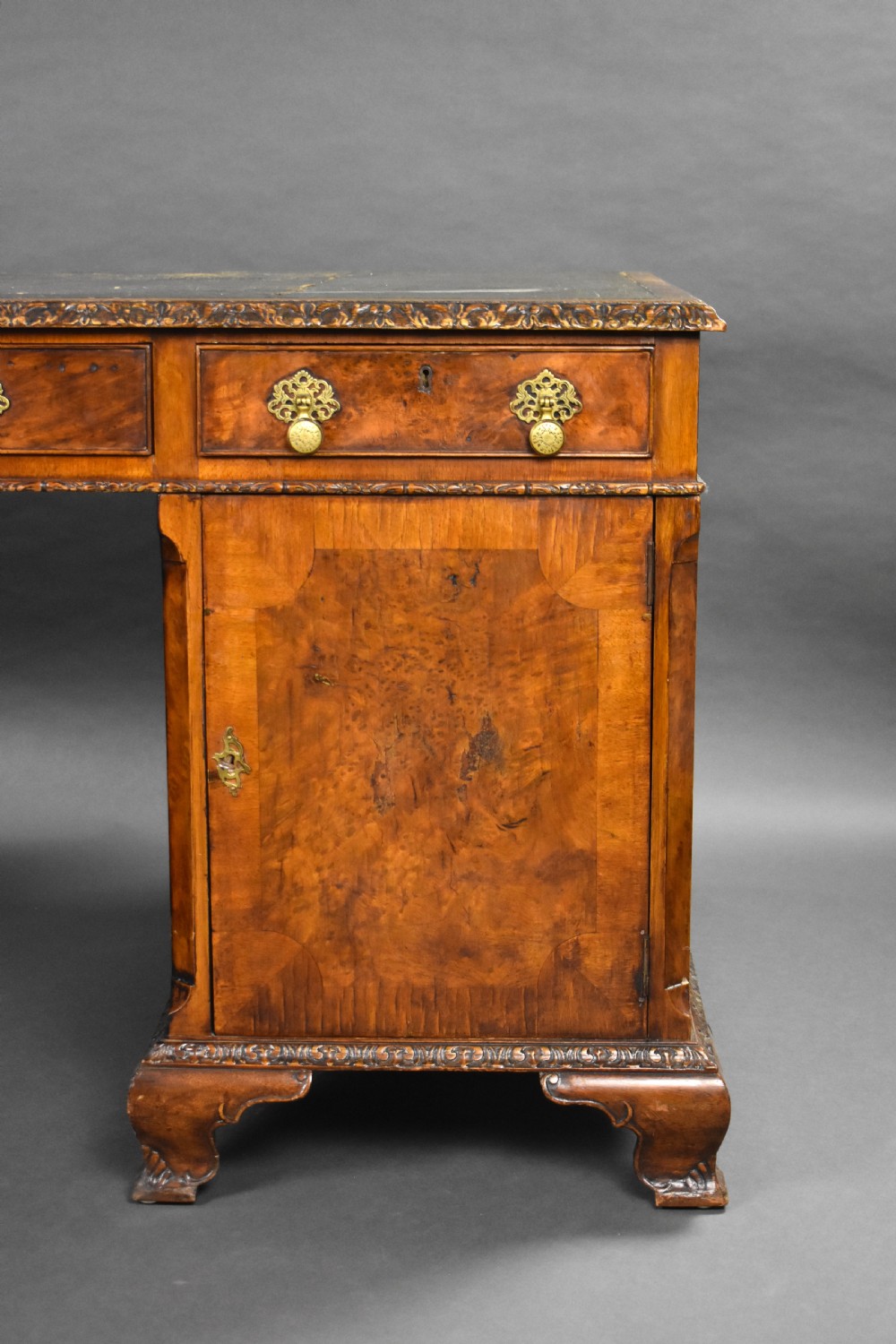 Antique Burr Walnut Partners Desk View X