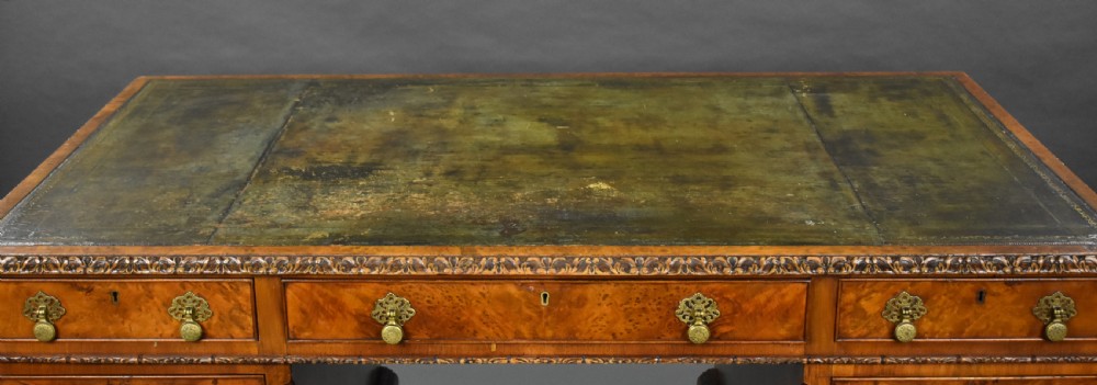 Antique Burr Walnut Partners Desk View XI