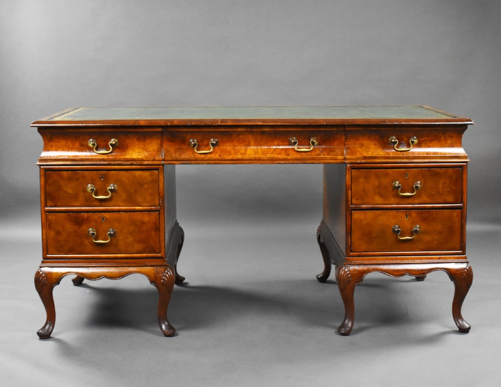 Antique Burr Walnut Pedestal Desk View II