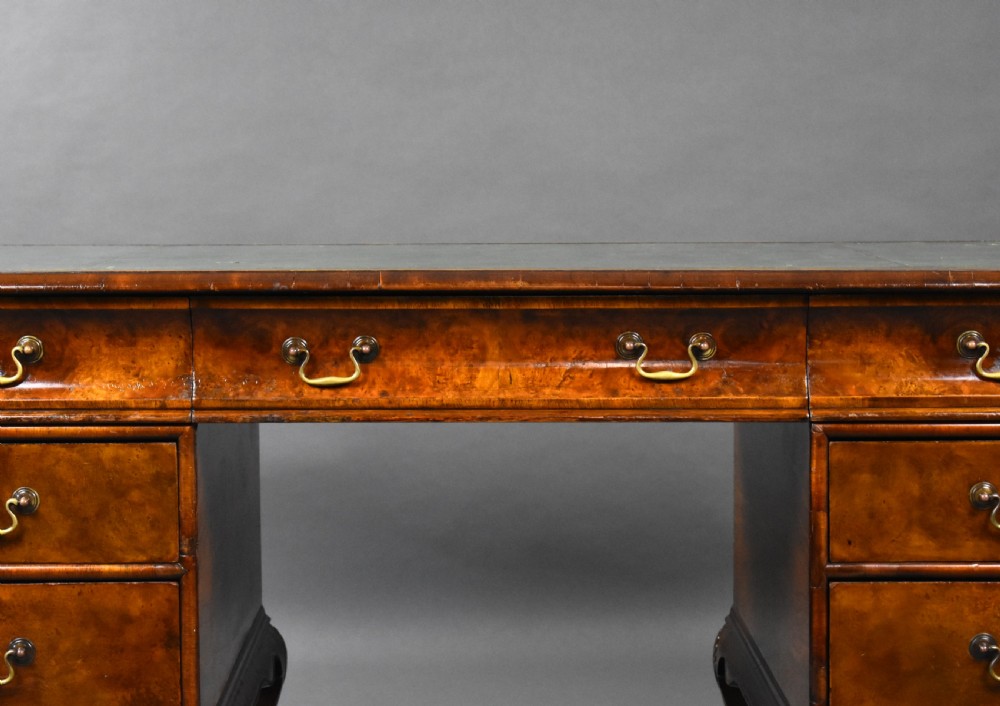 Antique Burr Walnut Pedestal Desk View IV