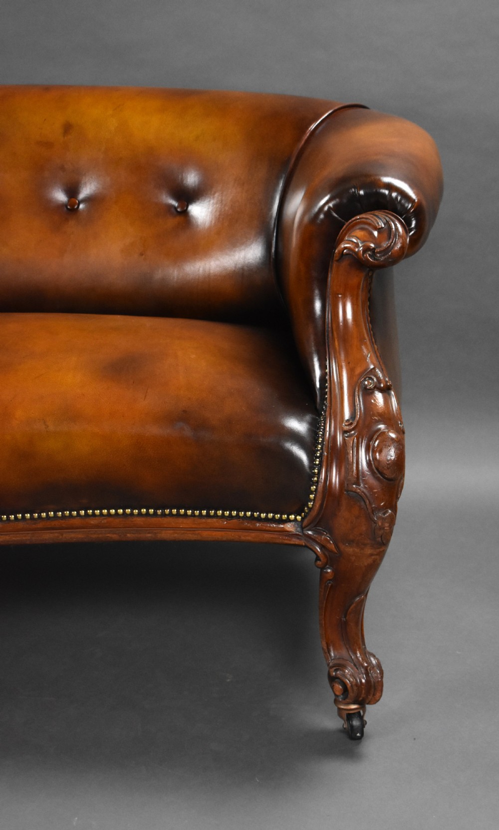 Victorian Hand Dyed Leather Sofa View VII