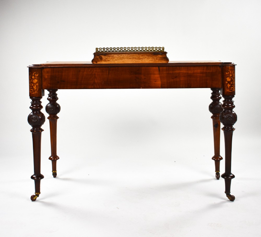 Victorian Burr Walnut Marquetry Inlaid Writing Table View IV