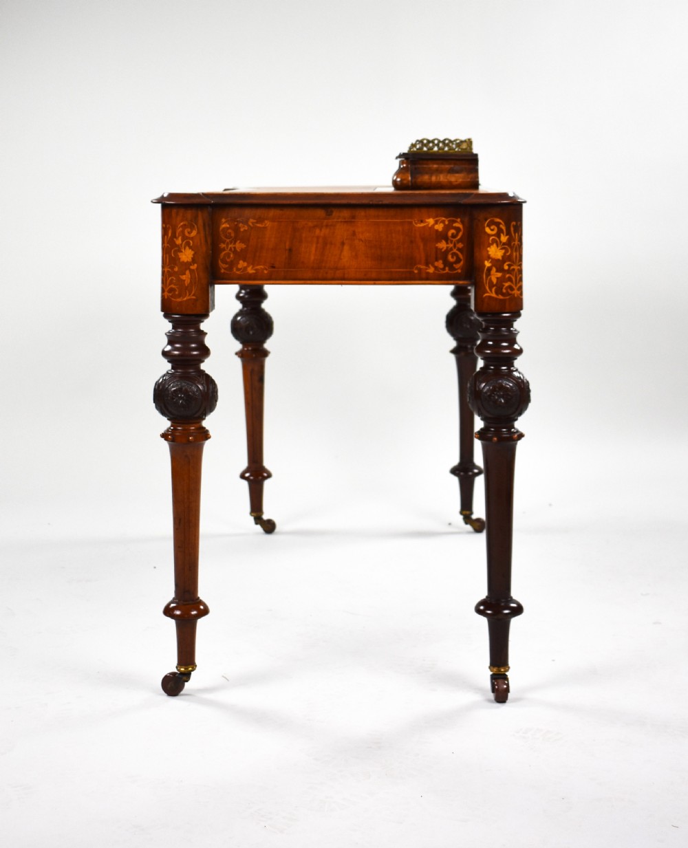 Victorian Burr Walnut Marquetry Inlaid Writing Table View V