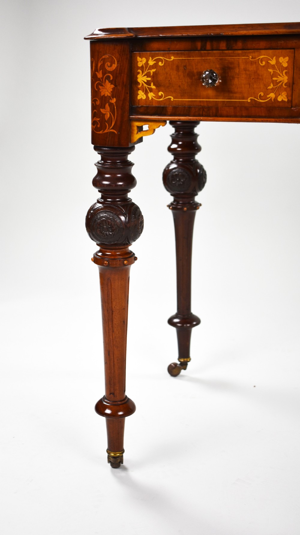 Victorian Burr Walnut Marquetry Inlaid Writing Table View XII