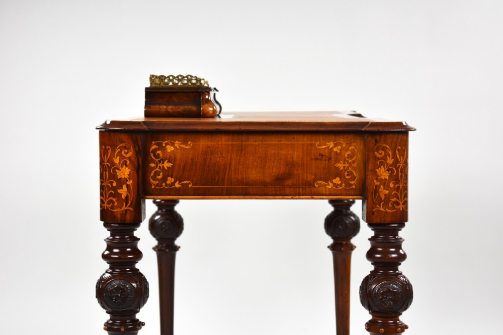 Victorian Burr Walnut Marquetry Inlaid Writing Table View XIII