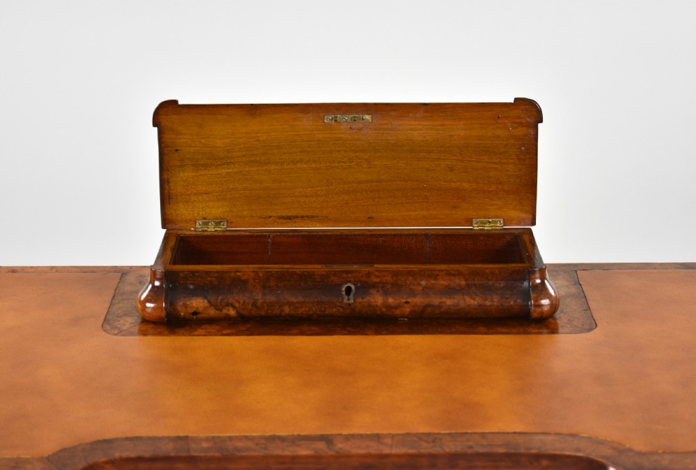 Victorian Burr Walnut Marquetry Inlaid Writing Table View XIV