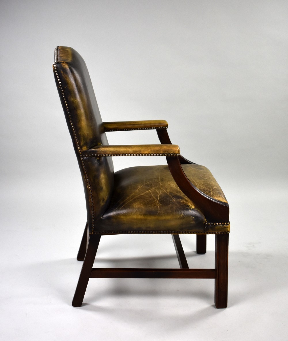 Green Leather Gainsborough Chair View III
