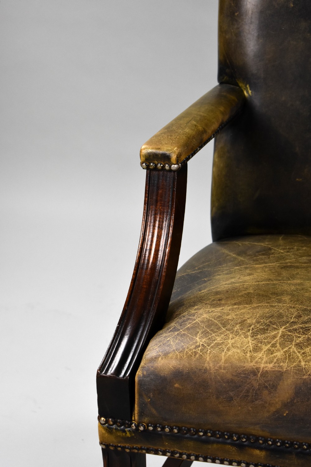 Green Leather Gainsborough Chair View IX