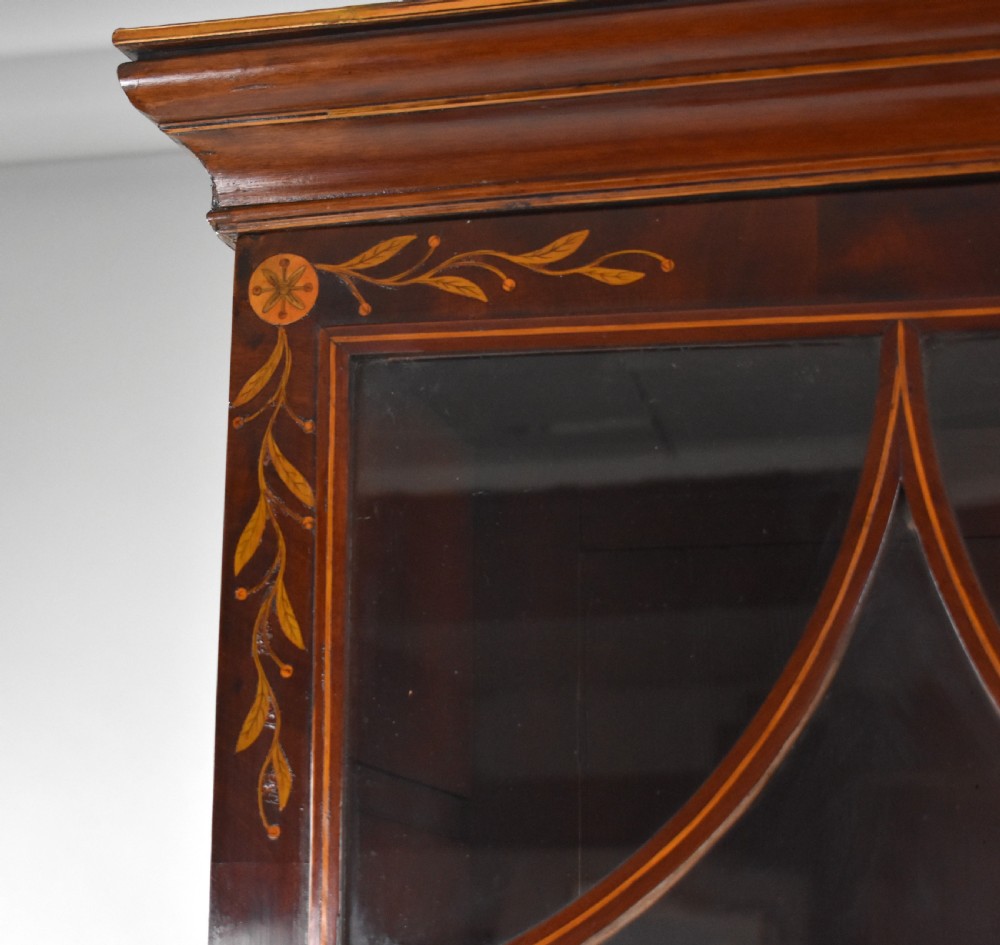 19th Century Inlaid Mahogany Secretaire Bookcase View V