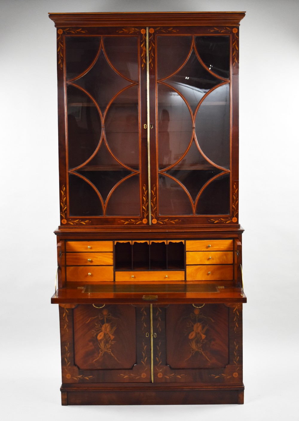 19th Century Inlaid Mahogany Secretaire Bookcase View VI