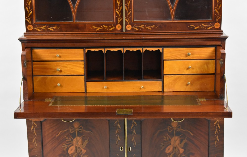 19th Century Inlaid Mahogany Secretaire Bookcase View VII
