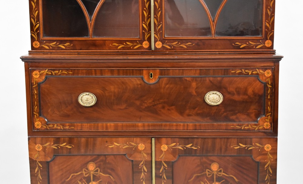 19th Century Inlaid Mahogany Secretaire Bookcase View XV