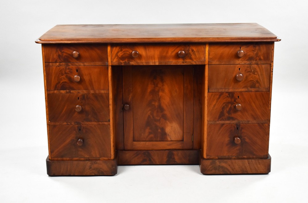 Victorian Flame Mahogany Kneehole Desk View II