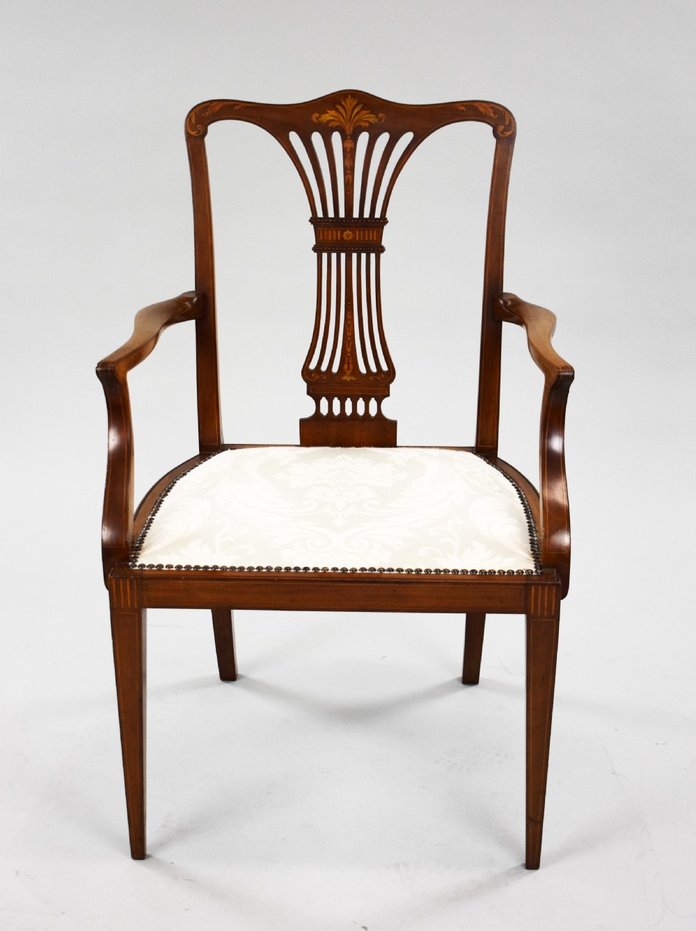 Edwardian Mahogany Inlaid Open Armchair View II
