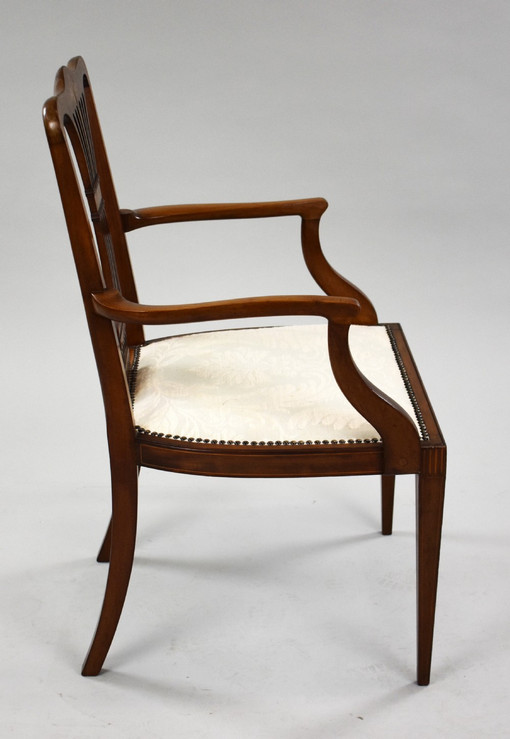 Edwardian Mahogany Inlaid Open Armchair View III
