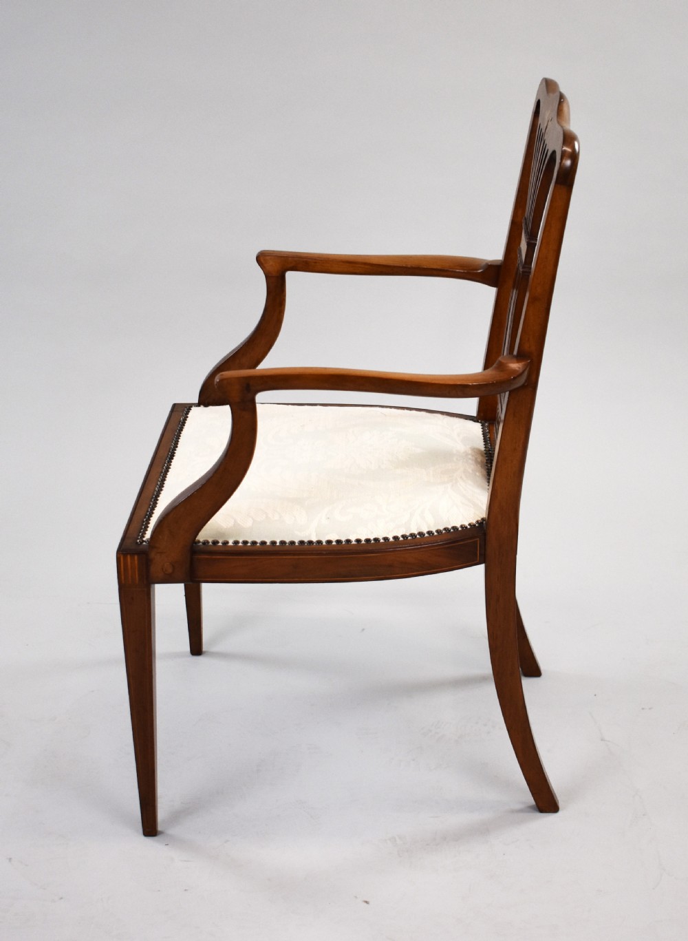 Edwardian Mahogany Inlaid Open Armchair View V