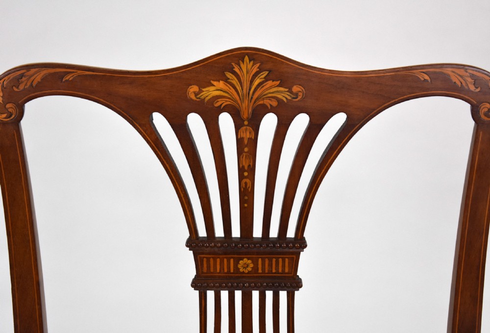 Edwardian Mahogany Inlaid Open Armchair View VI