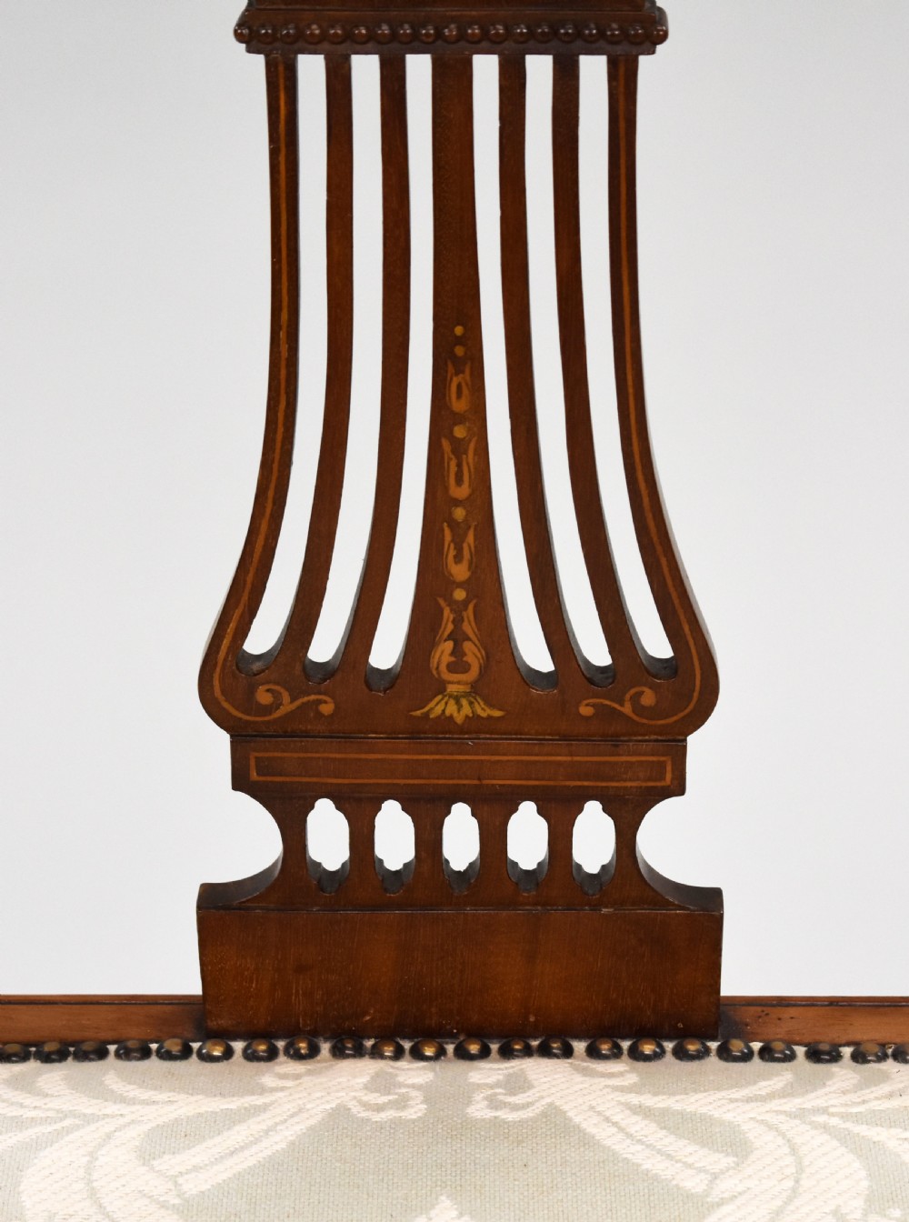 Edwardian Mahogany Inlaid Open Armchair View VIII