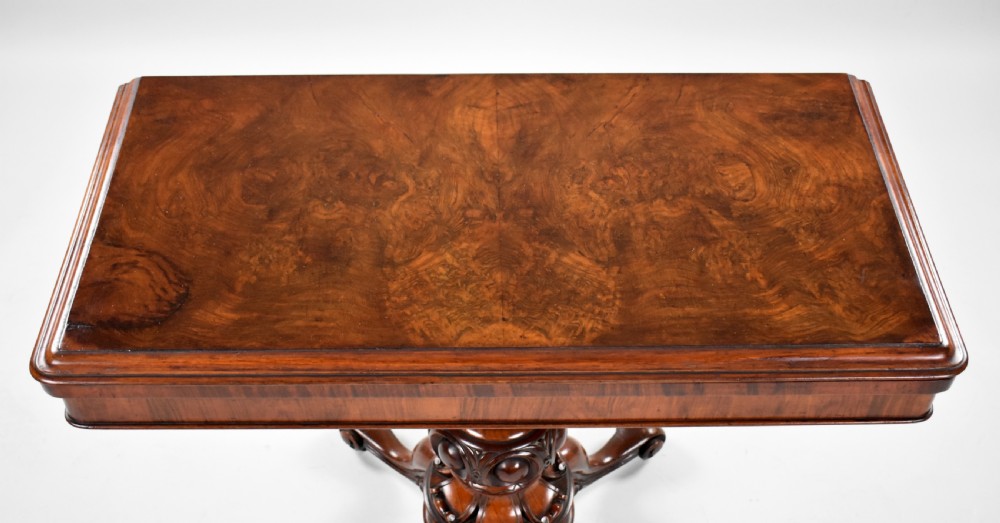 Victorian Burr Walnut Card Table  View IX