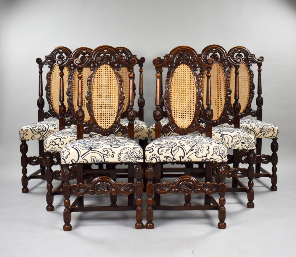 Set of 8 Victorian Carved Oak Dining Chairs