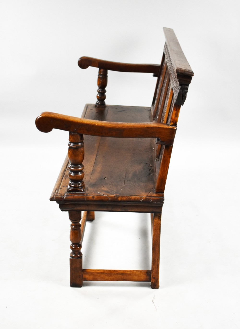 Antique Carved Oak Bench View V