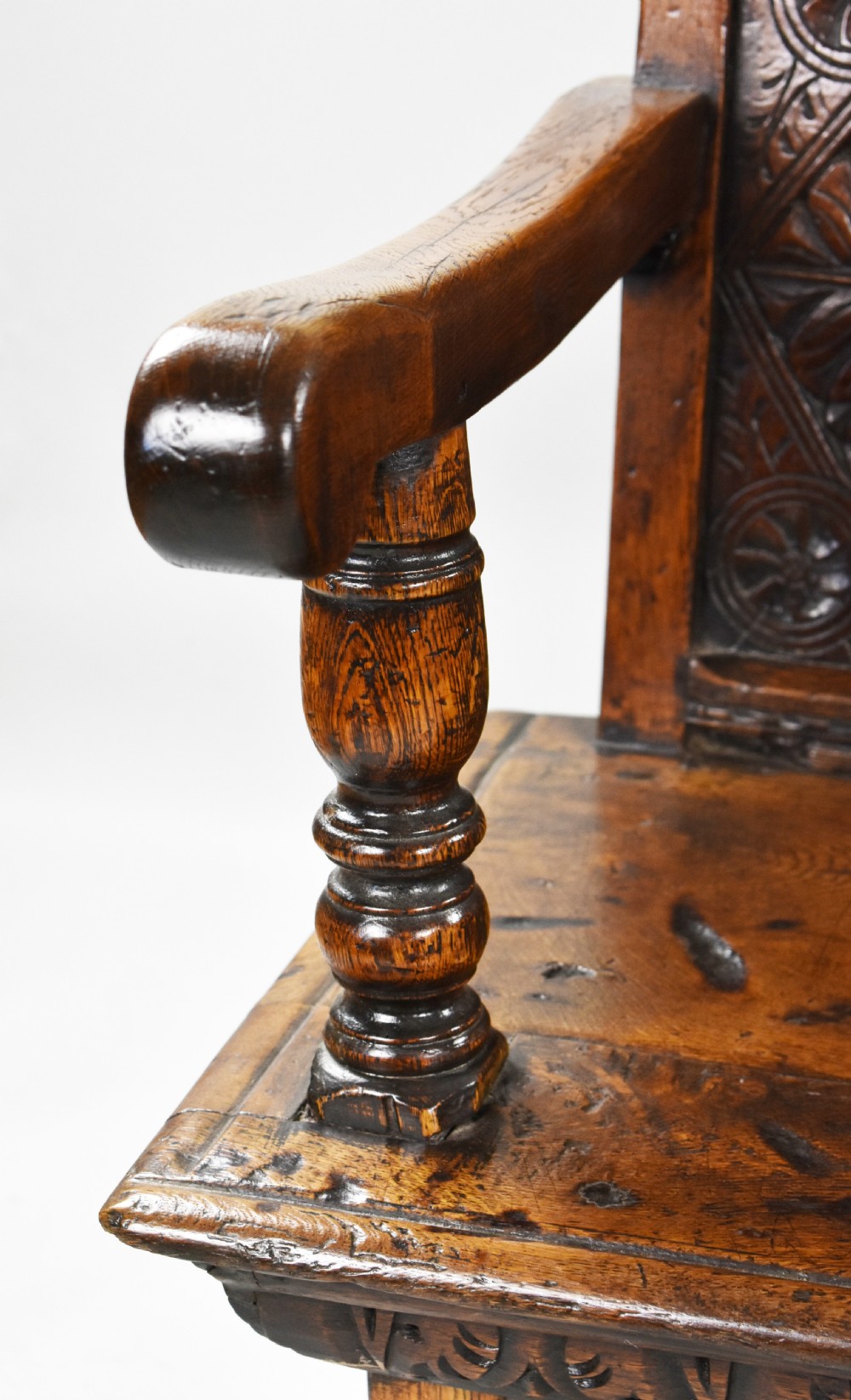 Antique Carved Oak Bench View VI