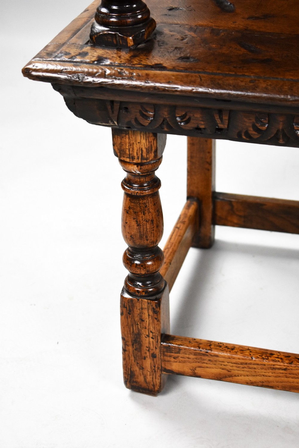 Antique Carved Oak Bench View VII