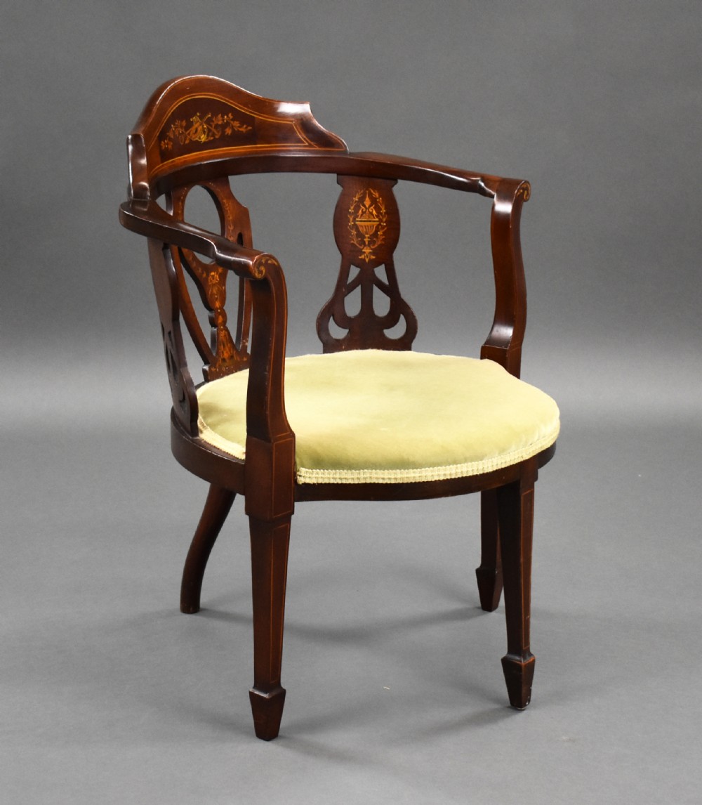 Edwardian Mahogany Inlaid Armchair