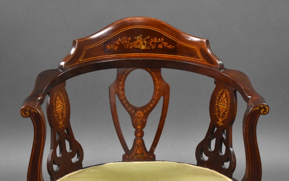 Edwardian Mahogany Inlaid Armchair View VI