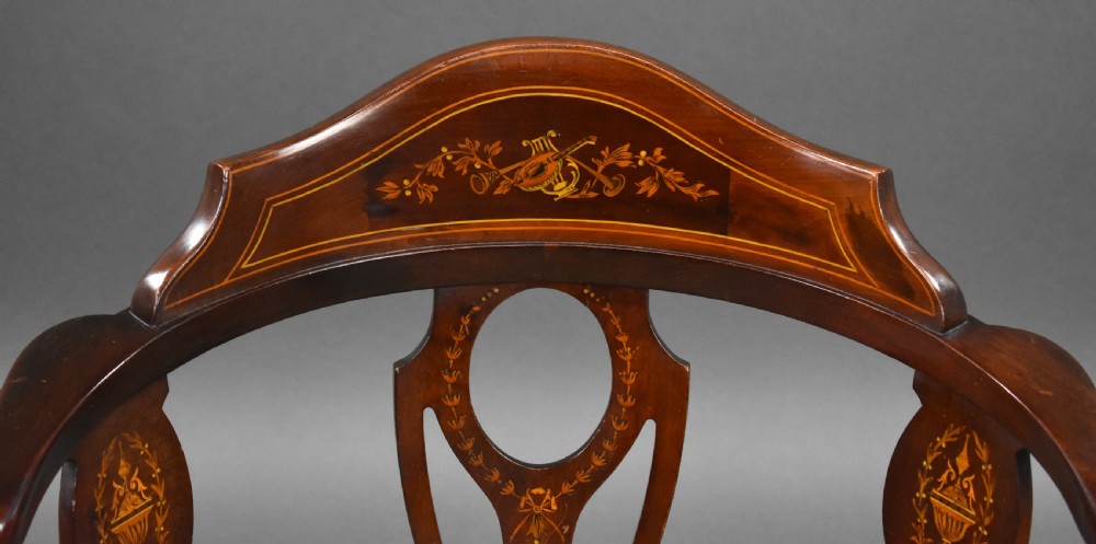 Edwardian Mahogany Inlaid Armchair View VII