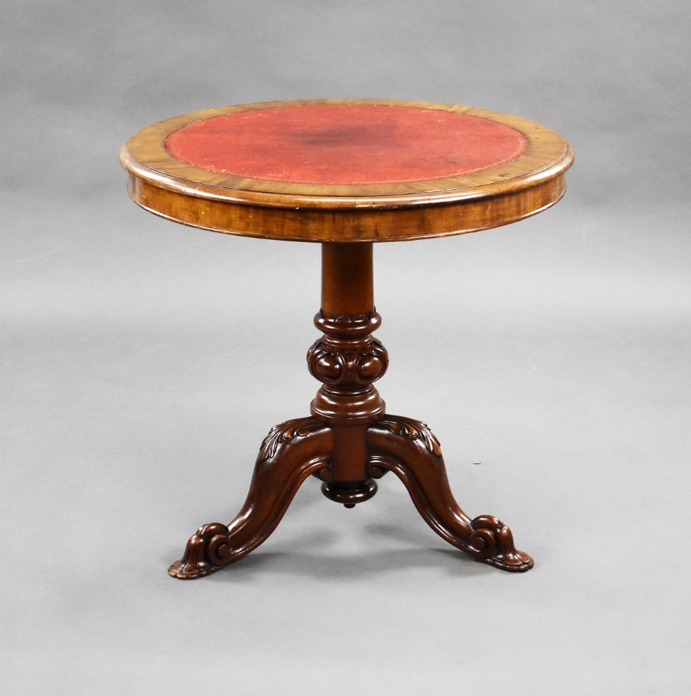 19th Century Mahogany Circular Leather Top Table