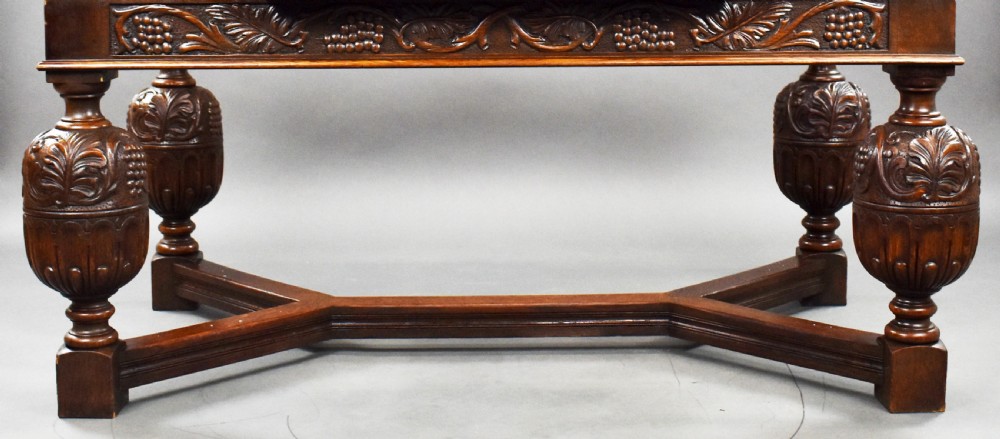 Antique Carved Oak Draw Leaf Table View III