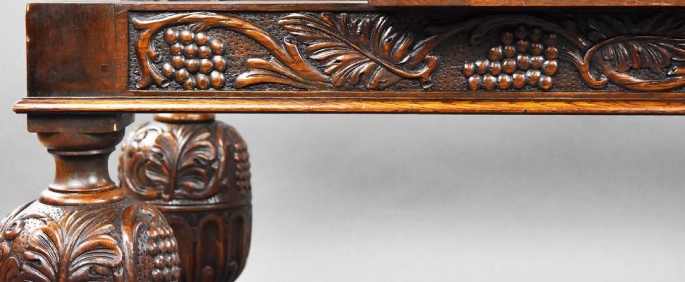 Antique Carved Oak Draw Leaf Table View IV