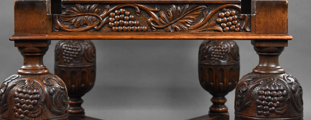 Antique Carved Oak Draw Leaf Table View XI