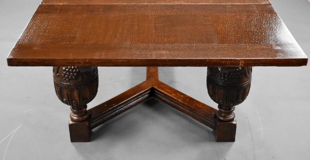 Antique Carved Oak Draw Leaf Table View XV