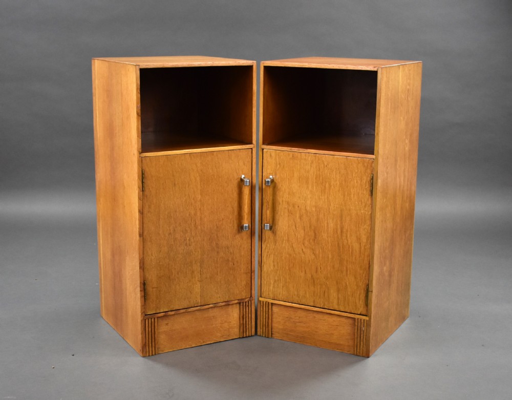 Pair of Oak Art Deco Bedside Cabinets