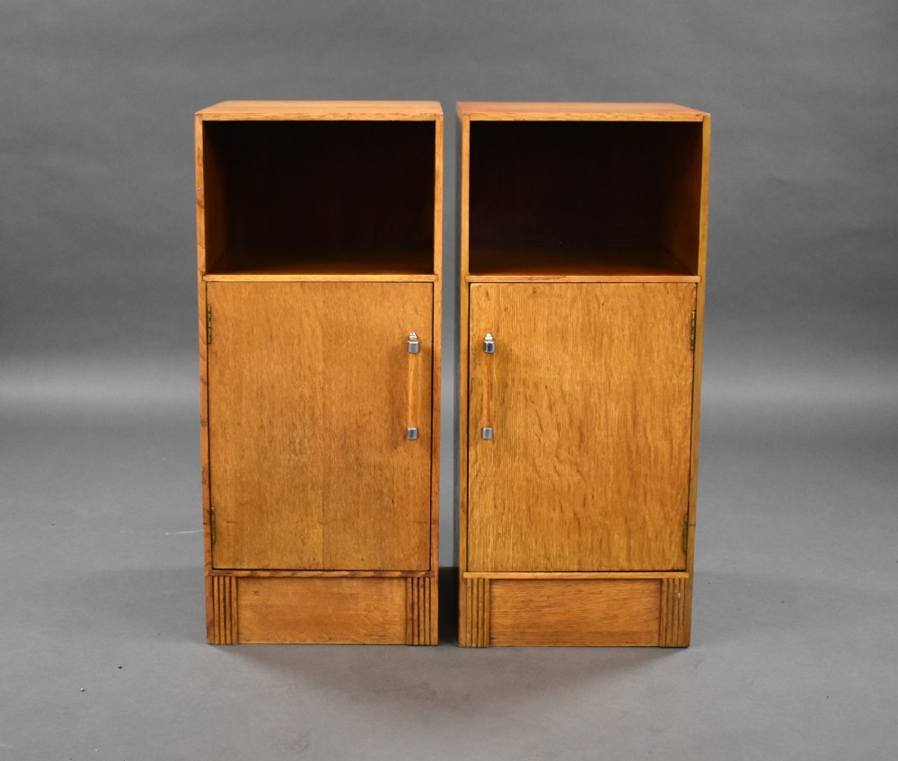 Pair of Oak Art Deco Bedside Cabinets View II