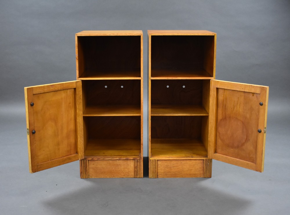 Pair of Oak Art Deco Bedside Cabinets View V