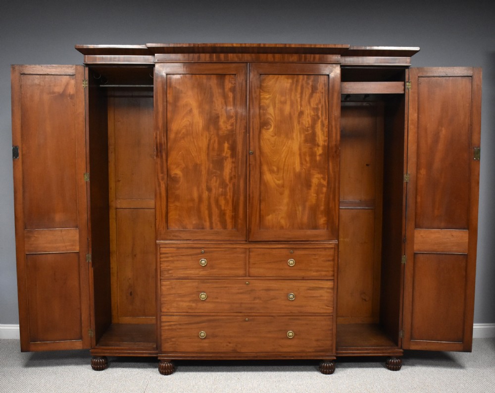 Regency Mahogany Breakfront Four Door Wardrobe View VIII